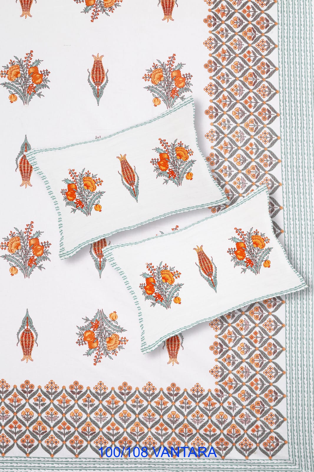 Cotton Bedsheet 100x108 with 2 Pillow Covers 18x27 | Stitched Sides