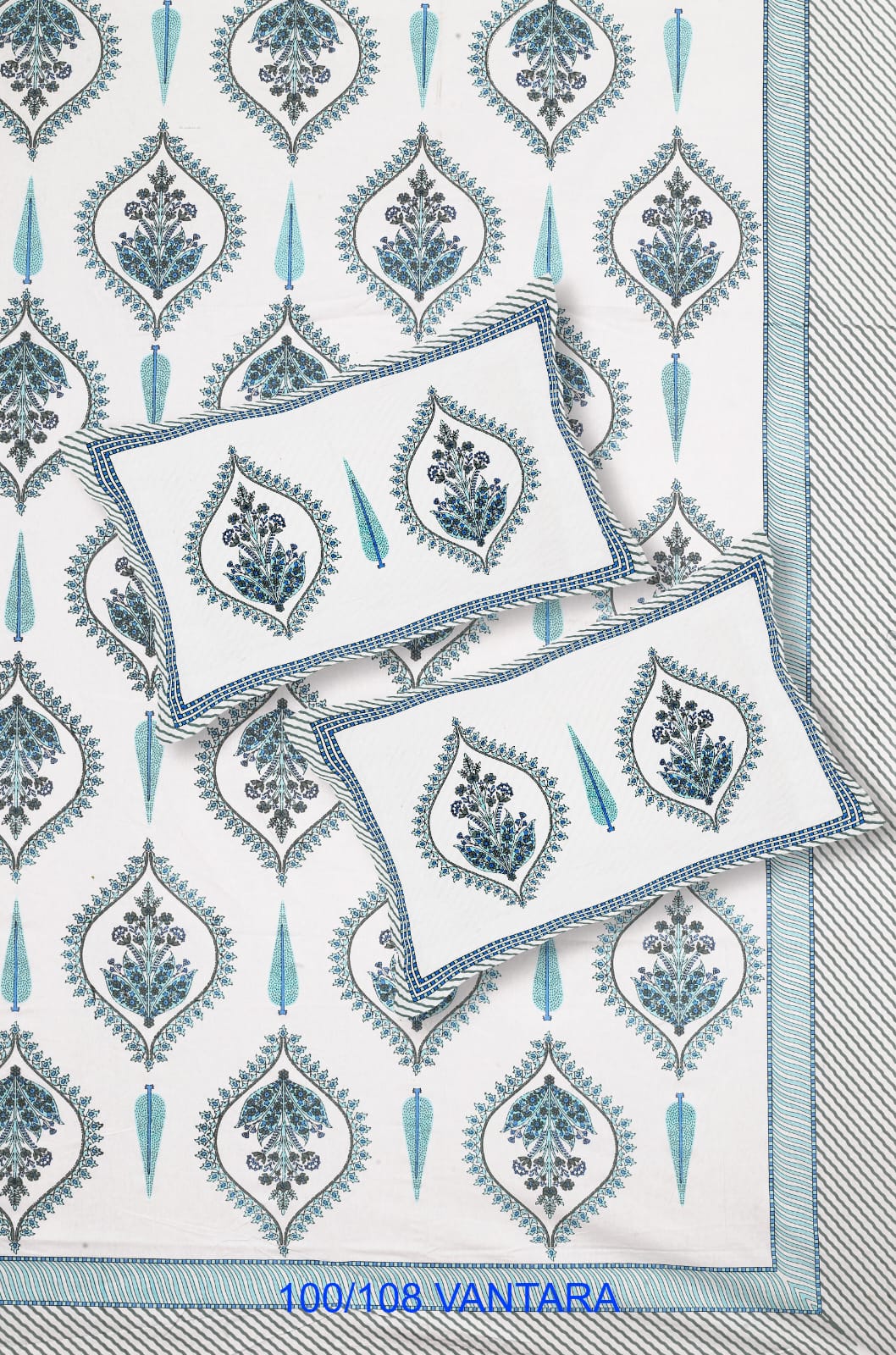 Cotton Bedsheet 100x108 with 2 Pillow Covers 18x27 | Stitched Sides