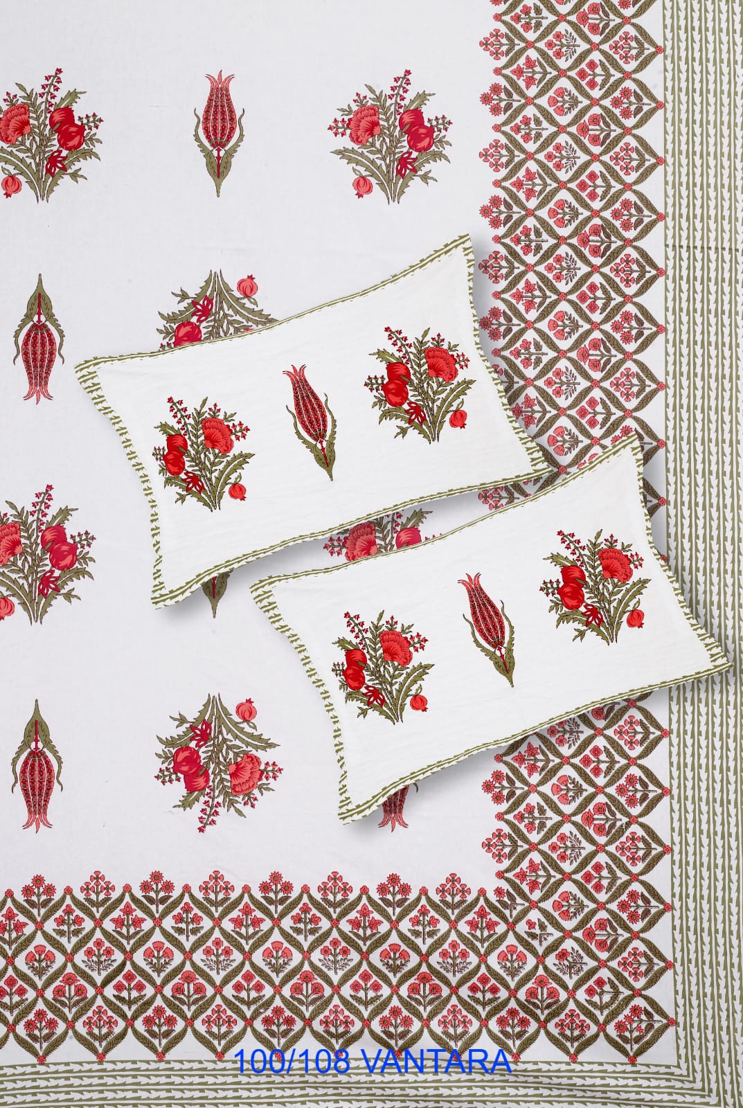 Cotton Bedsheet 100x108 with 2 Pillow Covers 18x27 | Stitched Sides