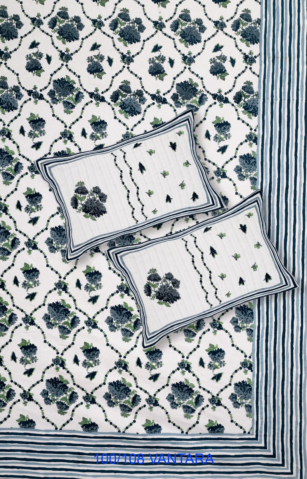 Cotton Bedsheet 100x108 with 2 Pillow Covers 18x27 | Stitched Sides