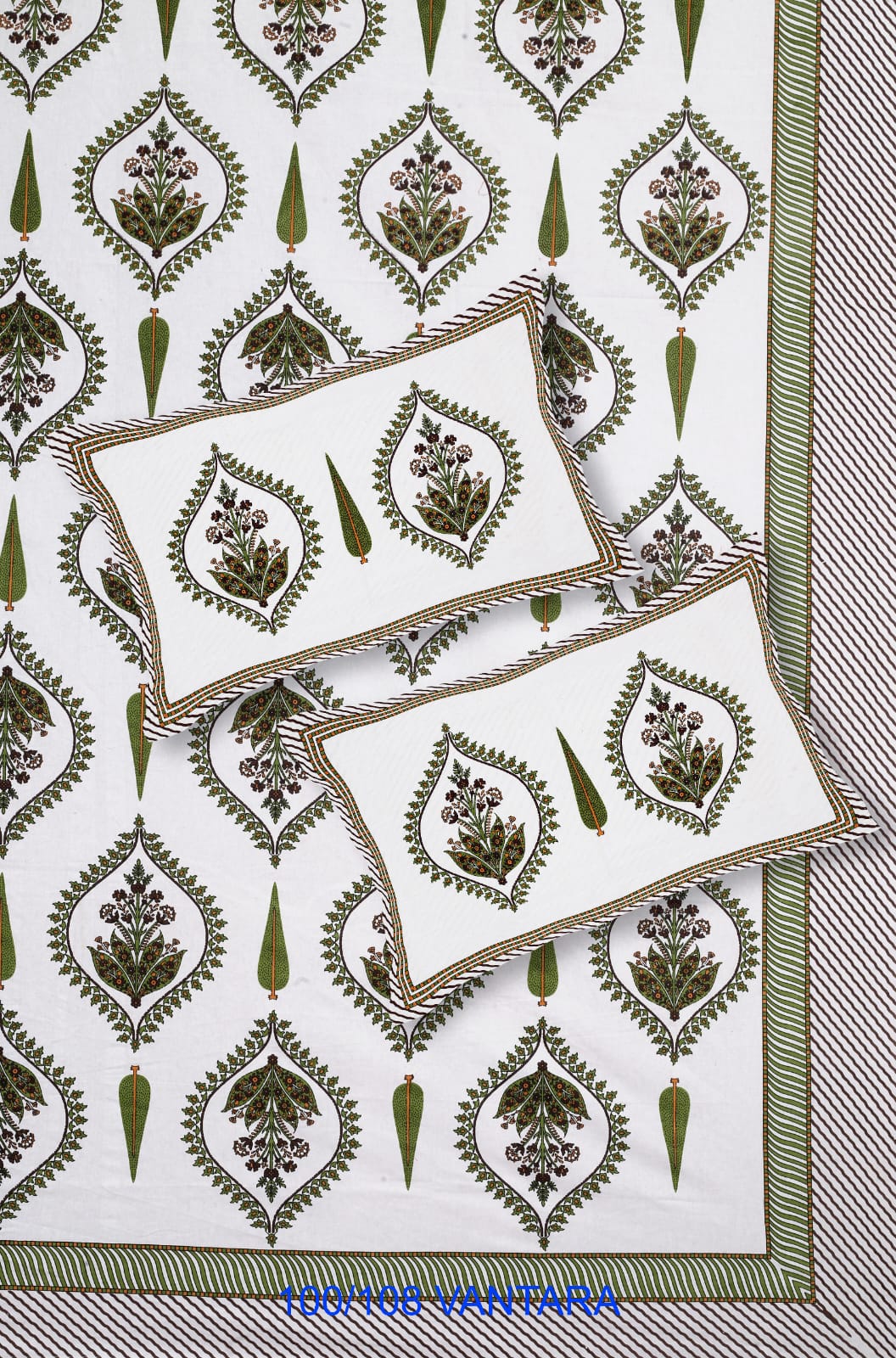 Cotton Bedsheet 100x108 with 2 Pillow Covers 18x27 | Stitched Sides