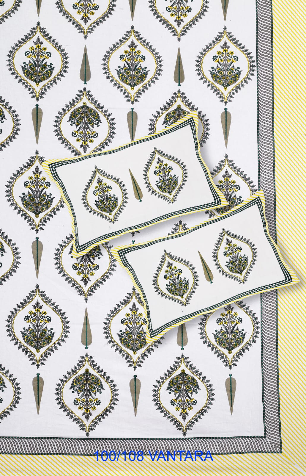 Cotton Bedsheet 100x108 with 2 Pillow Covers 18x27 | Stitched Sides