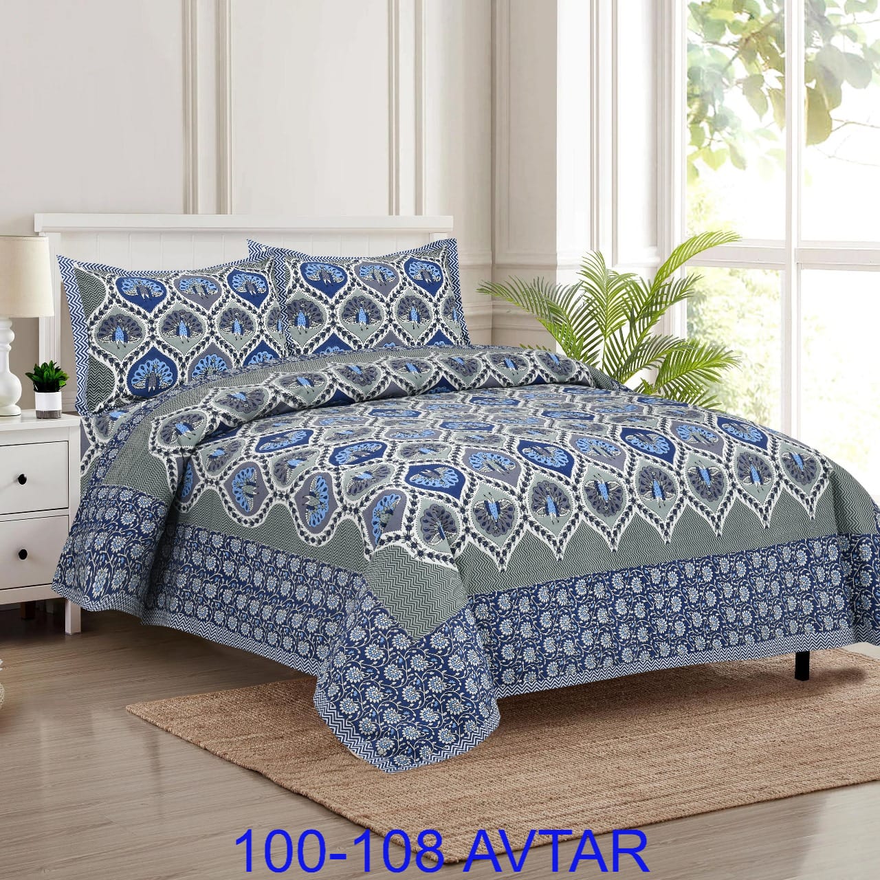 Cotton Bedsheet 100x108 with 2 Pillow Covers