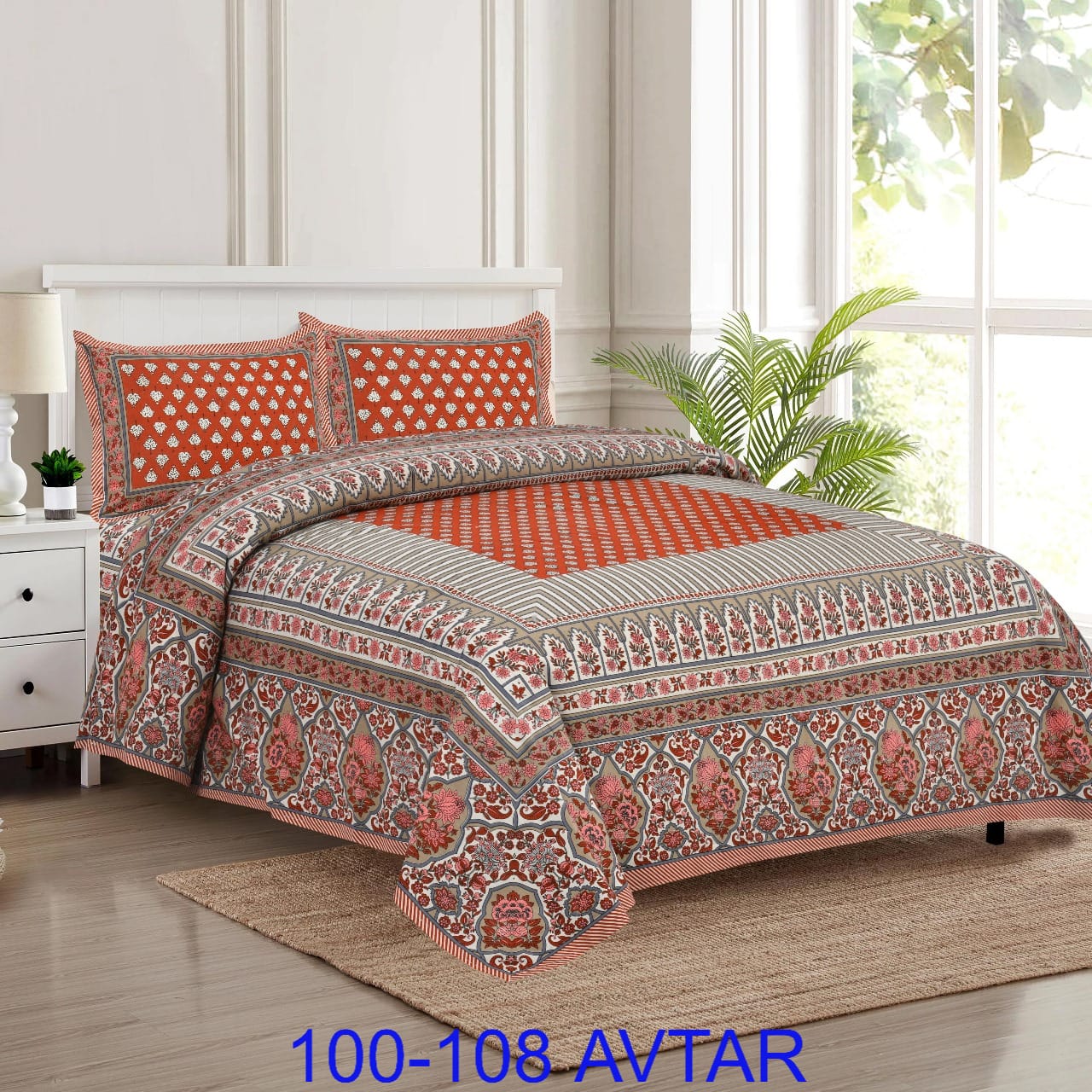 Cotton Bedsheet 100x108 with 2 Pillow Covers