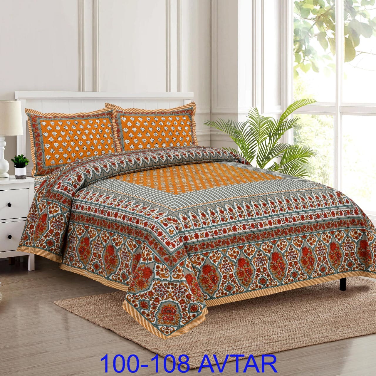 Cotton Bedsheet 100x108 with 2 Pillow Covers