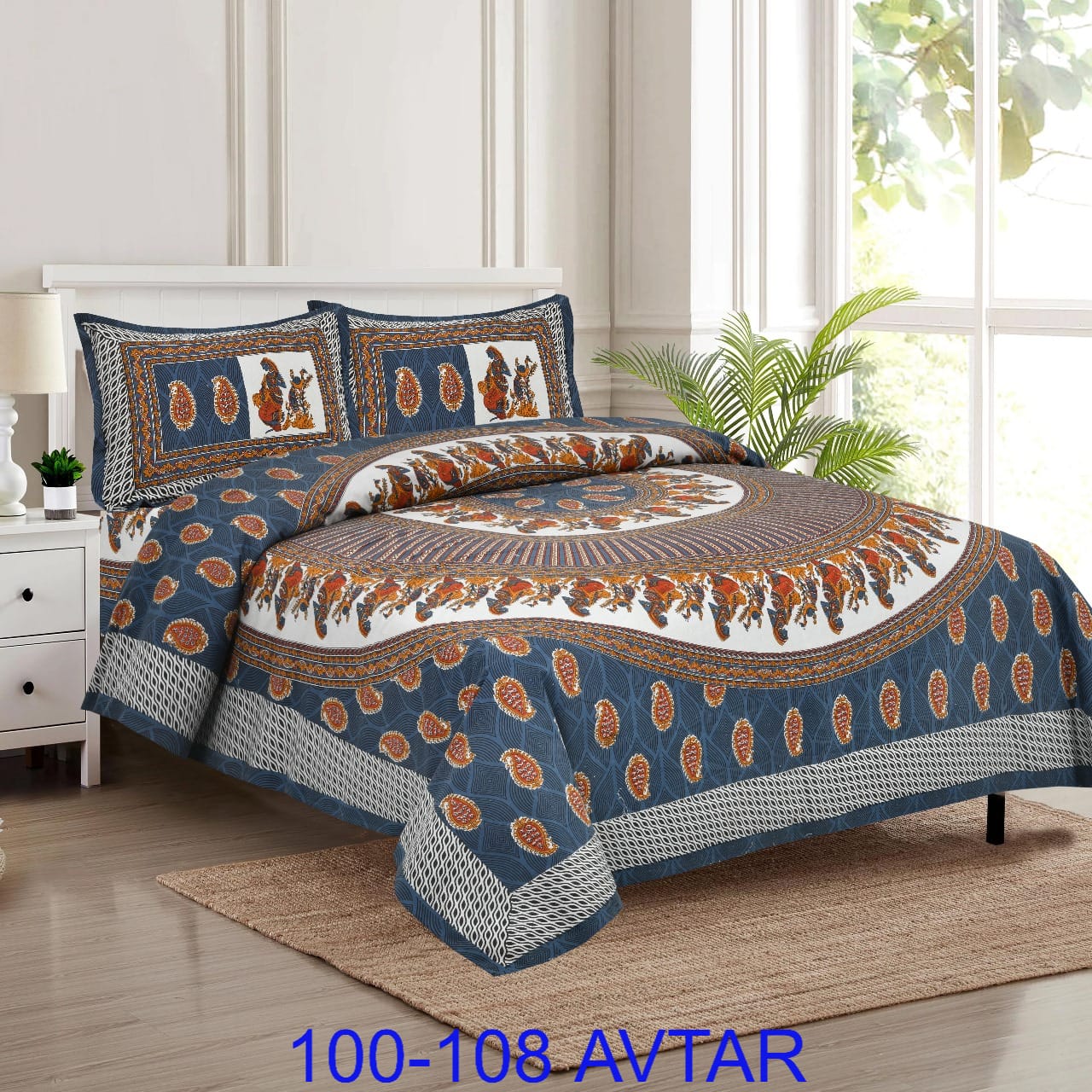 Cotton Bedsheet 100x108 with 2 Pillow Covers