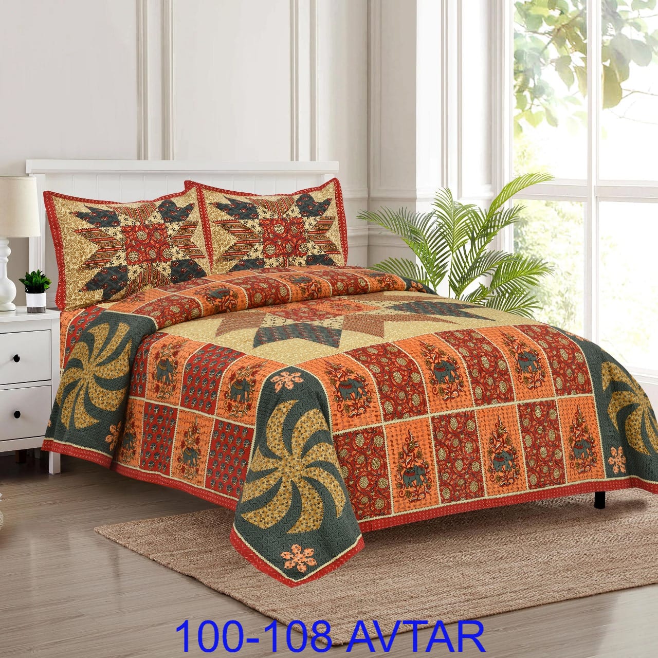 Cotton Bedsheet 100x108 with 2 Pillow Covers