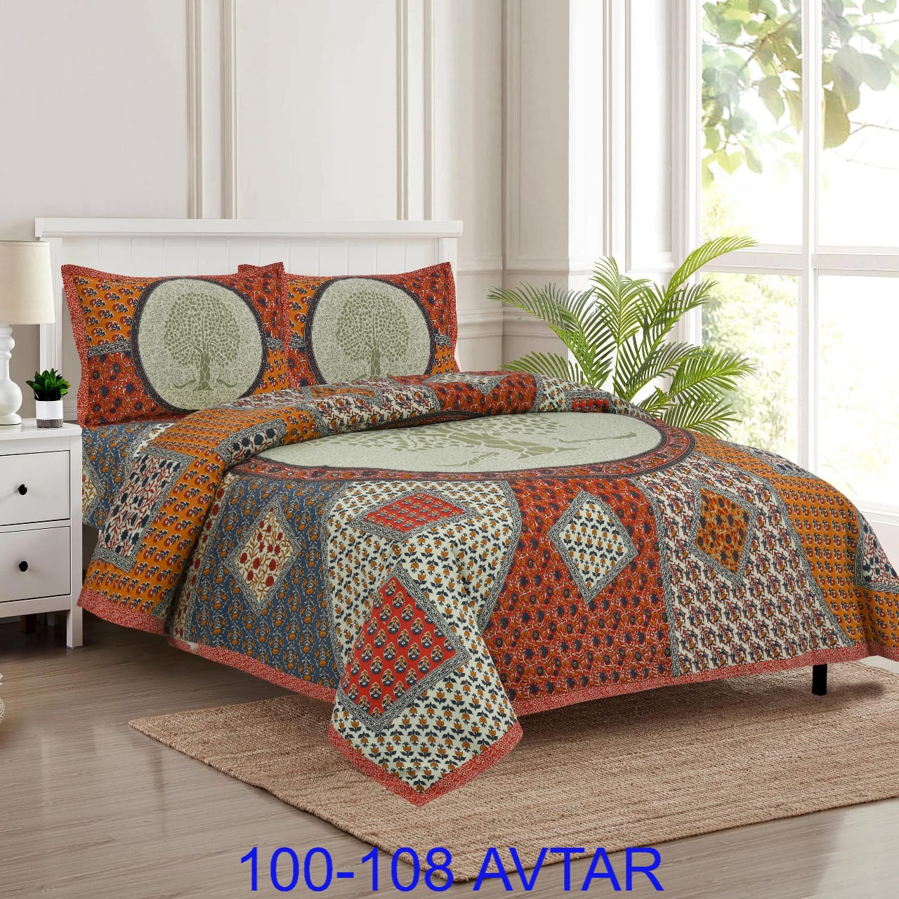 Cotton Bedsheet 100x108 with 2 Pillow Covers