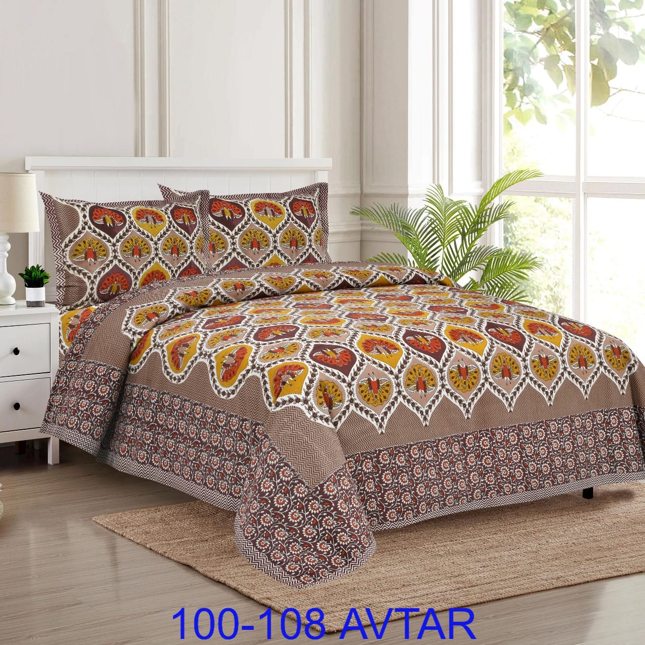 Cotton Bedsheet 100x108 with 2 Pillow Covers