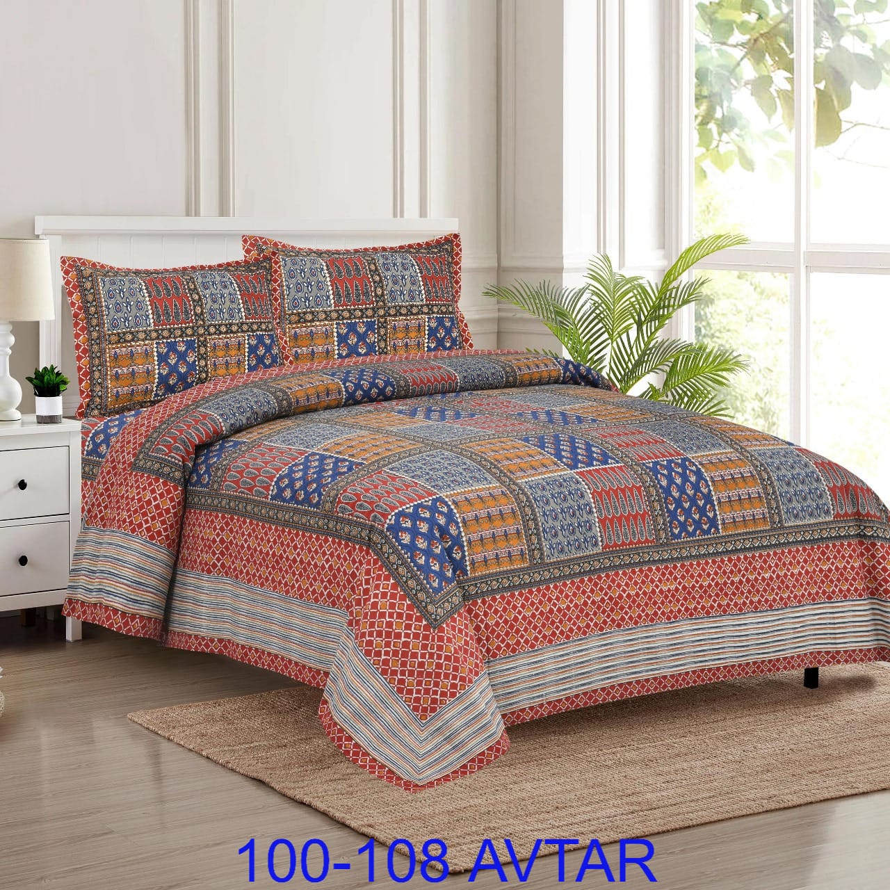 Cotton Bedsheet 100x108 with 2 Pillow Covers