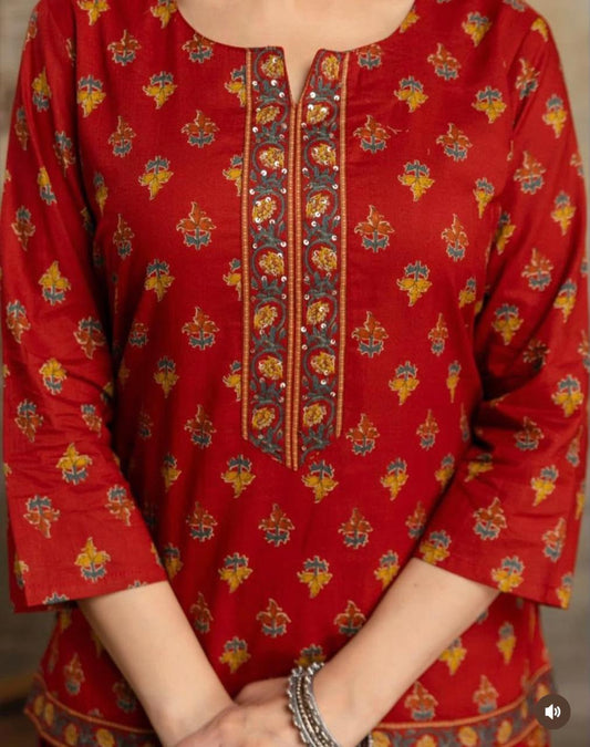 Cotton Block Print Gopi Dress Set with 3 Meter Flared Skirt and Dupatta