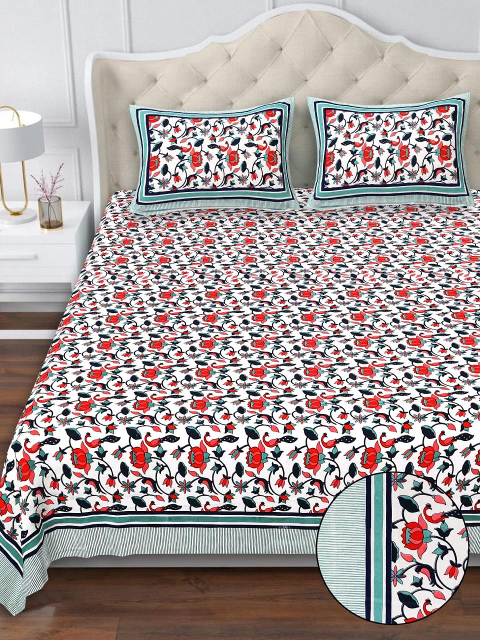 Cotton Double Bedsheet with 2 Pillow Covers – 90×108 Inches