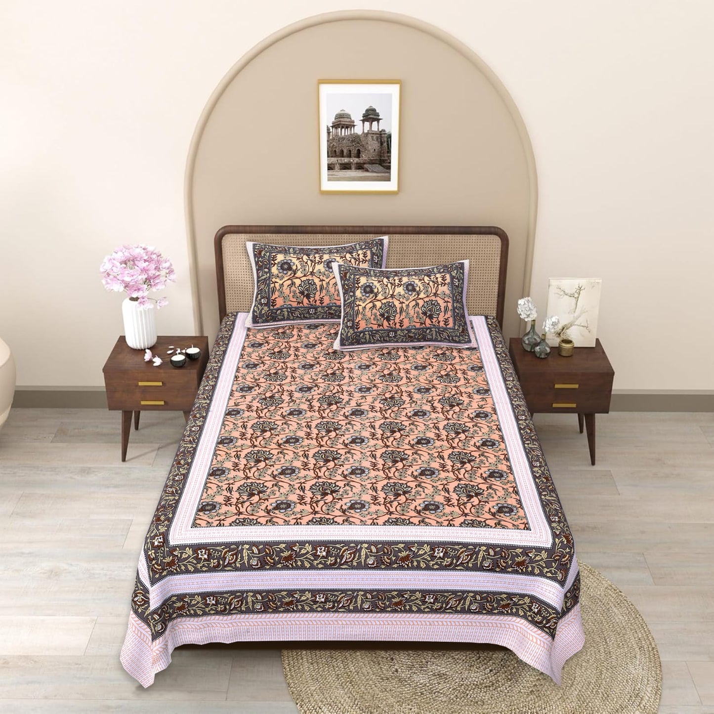 Cotton Double Bedsheet with 2 Pillow Covers – 90×108 Inches