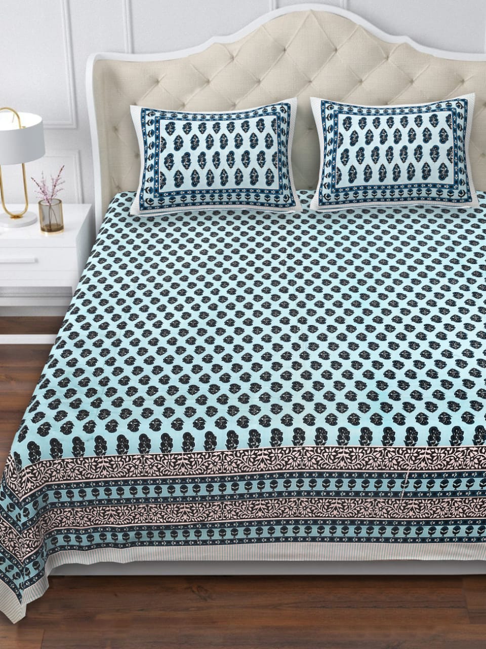 Cotton Double Bedsheet with 2 Pillow Covers – 90×108 Inches