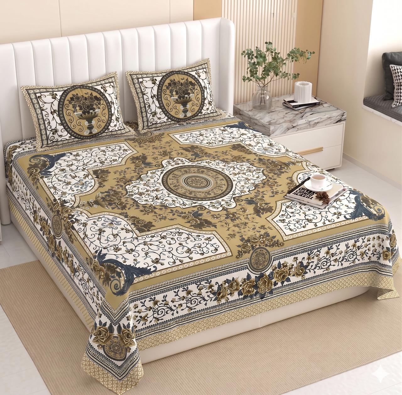 Cotton Double Bedsheet with 2 Pillow Covers – 90×108 Inches