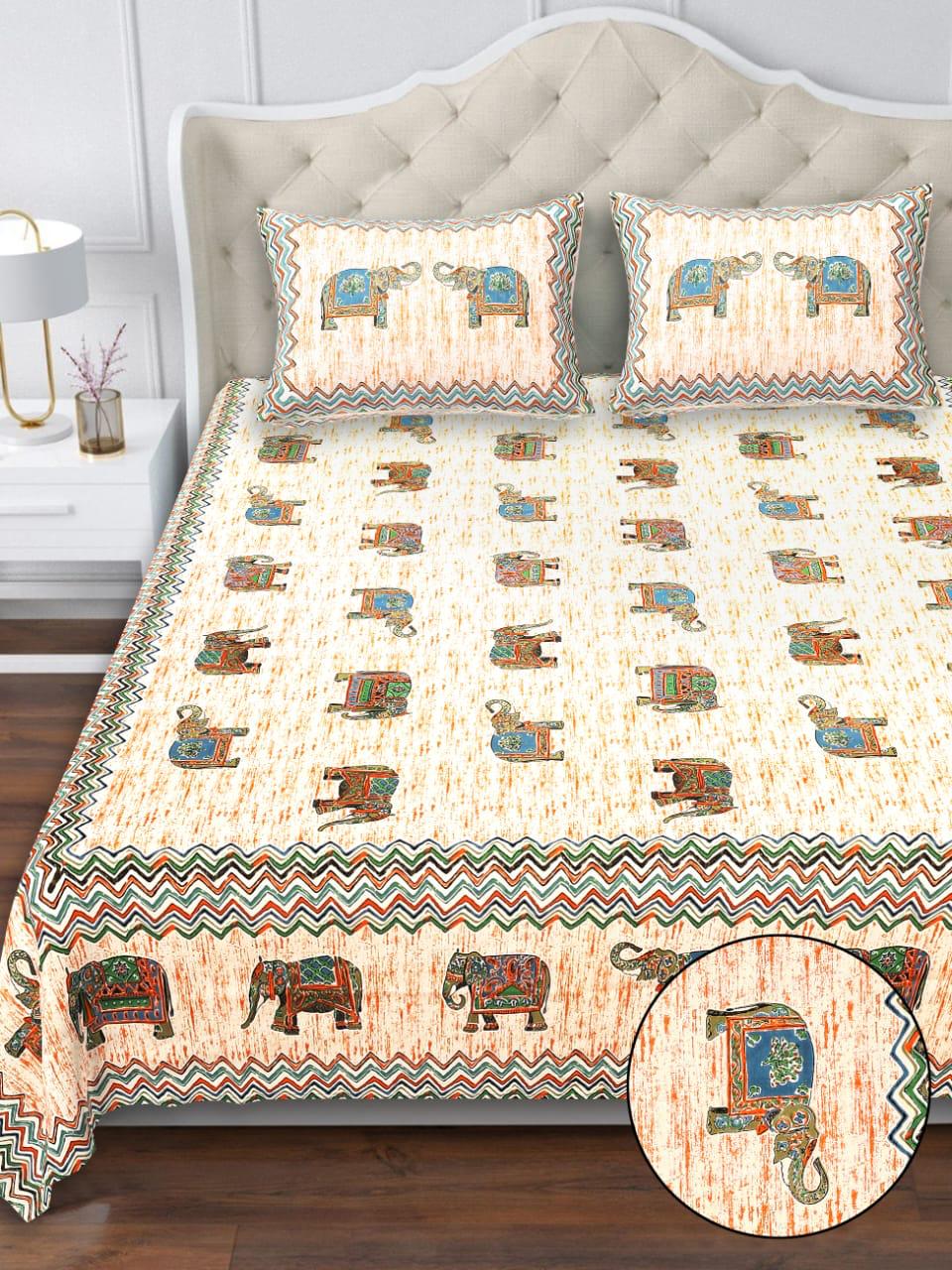 Cotton Double Bedsheet with 2 Pillow Covers – 90×108 Inches