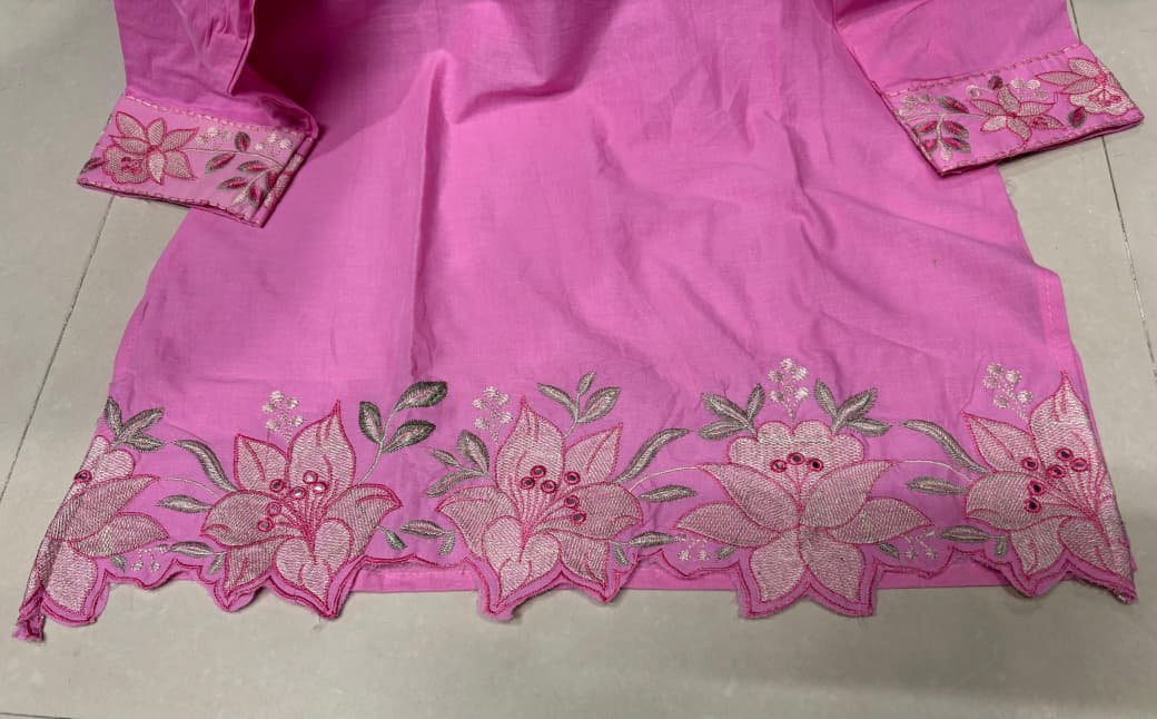 Cotton Embroidered Corset-Style Kurti with Off-White Farshi Salwar Set