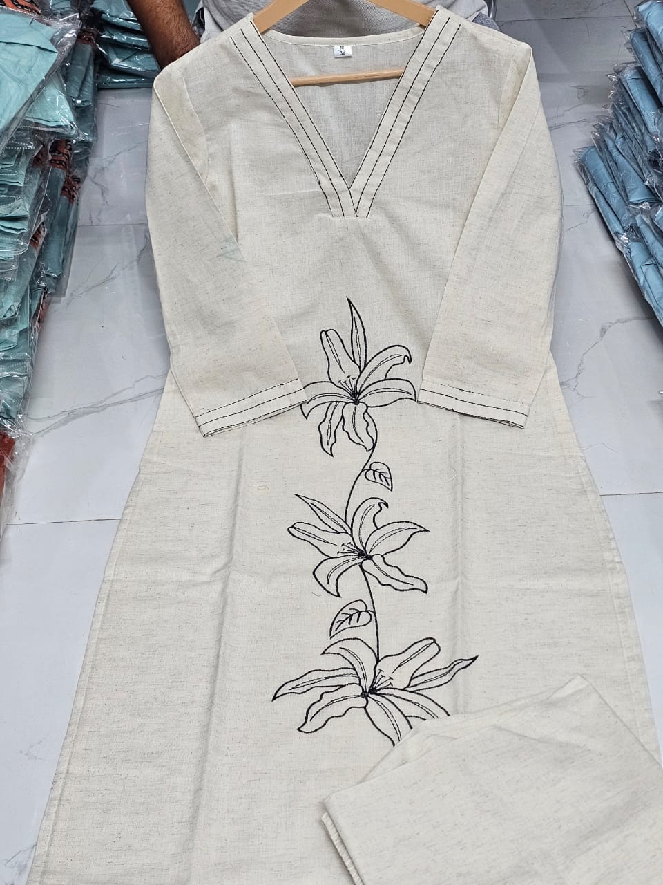 Cotton Flex Embroidered Kurta Pant Set for Women – Straight Fit Design