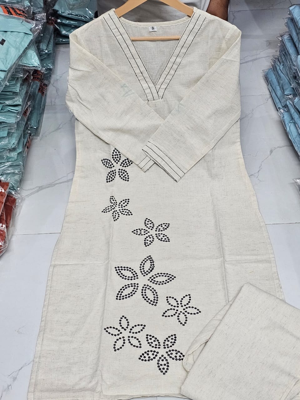 Cotton Flex Embroidered Kurta Pant Set for Women – Straight Fit Design