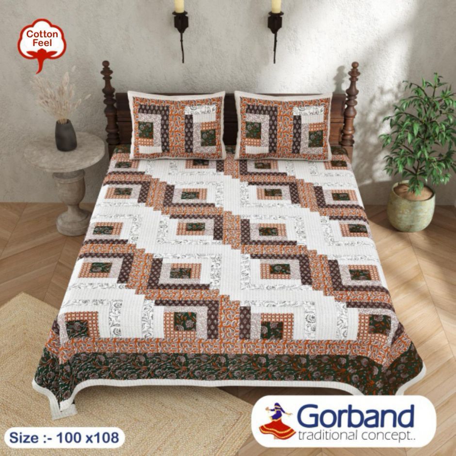 Cotton King Size Bedsheet Set (100x108 Inch) with 2 Pillow Covers