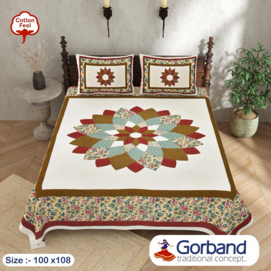 Cotton King Size Bedsheet Set (100x108 Inch) with 2 Pillow Covers