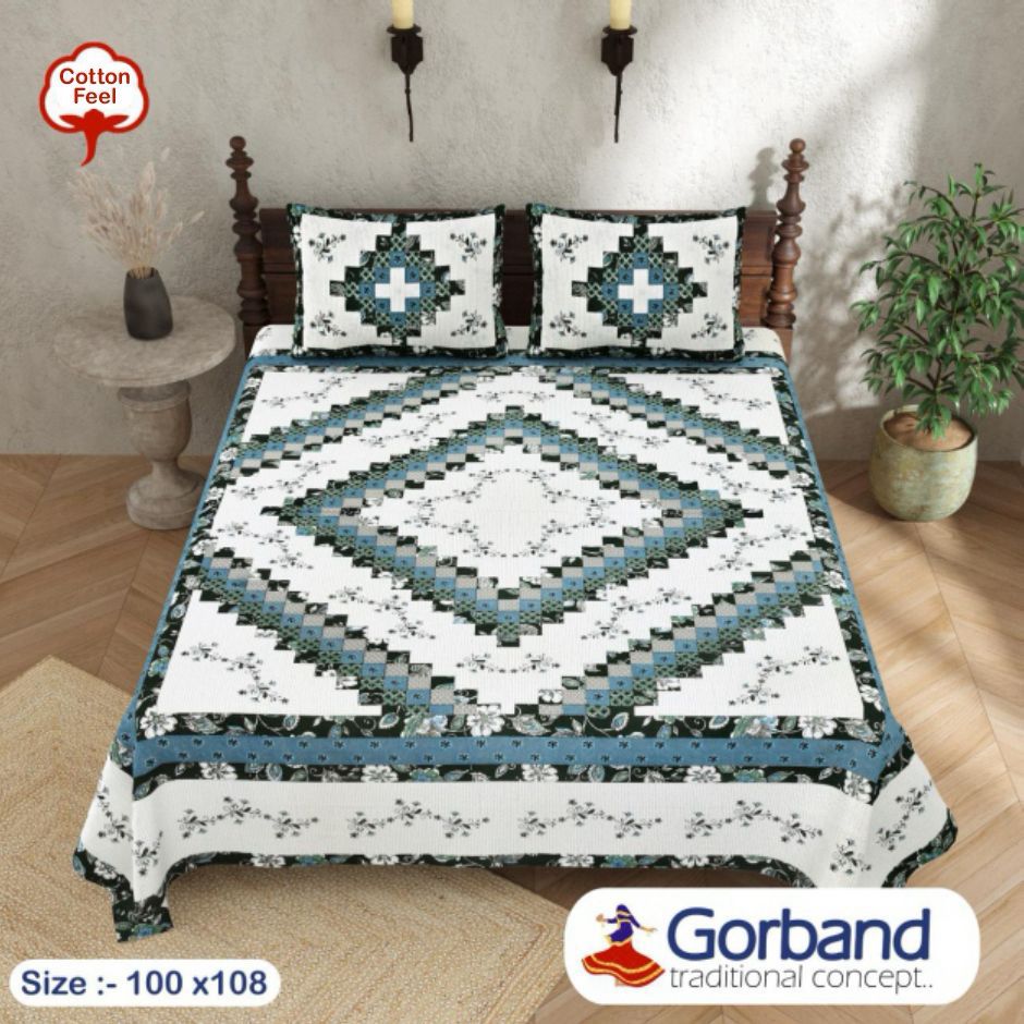 Cotton King Size Bedsheet Set (100x108 Inch) with 2 Pillow Covers