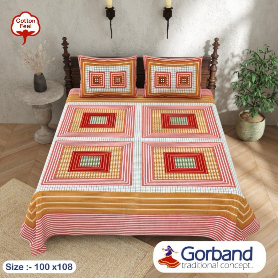 Cotton King Size Bedsheet Set (100x108 Inch) with 2 Pillow Covers