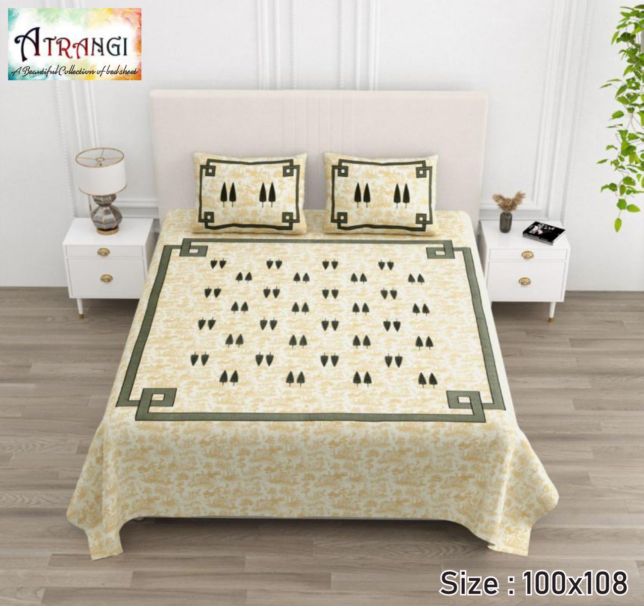 Cotton King Size Bedsheet Set (100x108 Inch) with 2 Pillow Covers