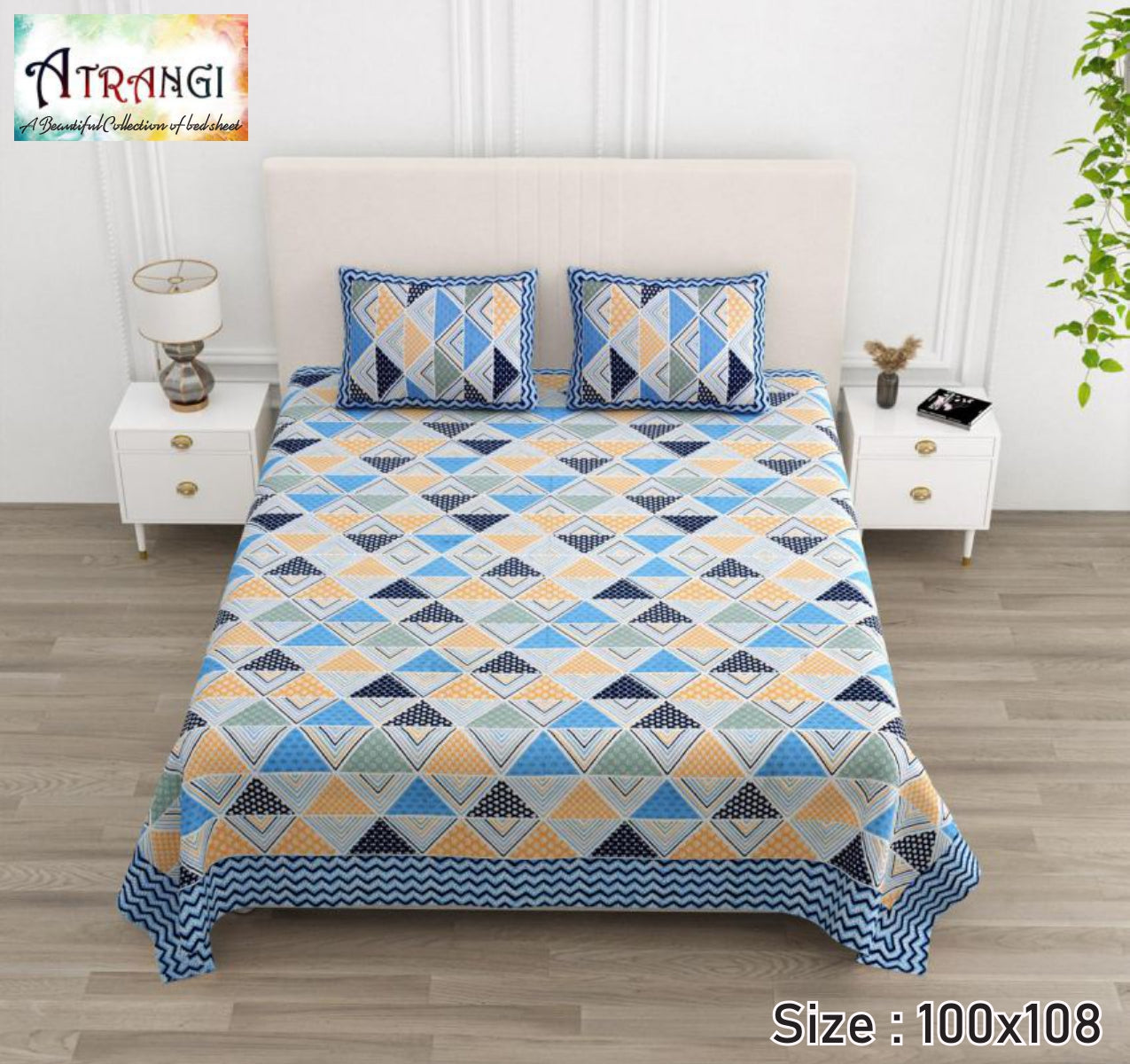 Cotton King Size Bedsheet Set (100x108 Inch) with 2 Pillow Covers