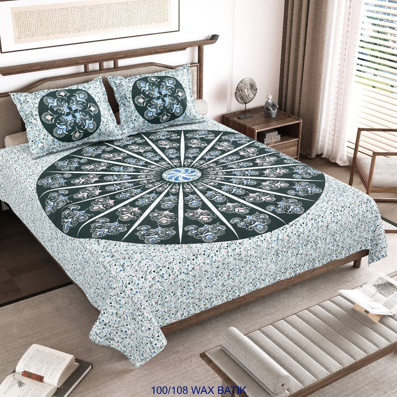 Cotton King Size Bedsheet with Pillow Covers – 100×108 Inches