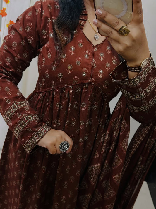 Cotton Kurti Pant Set with Dupatta for Women