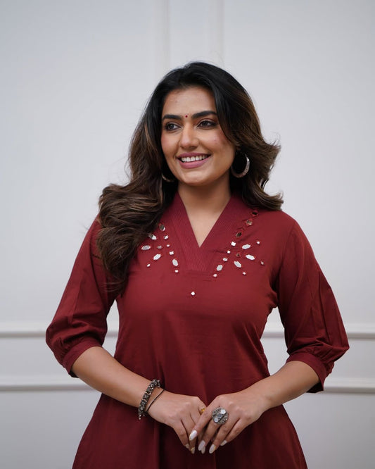 Cotton Kurti Plazo Set with Pockets - Long Kurti for Women