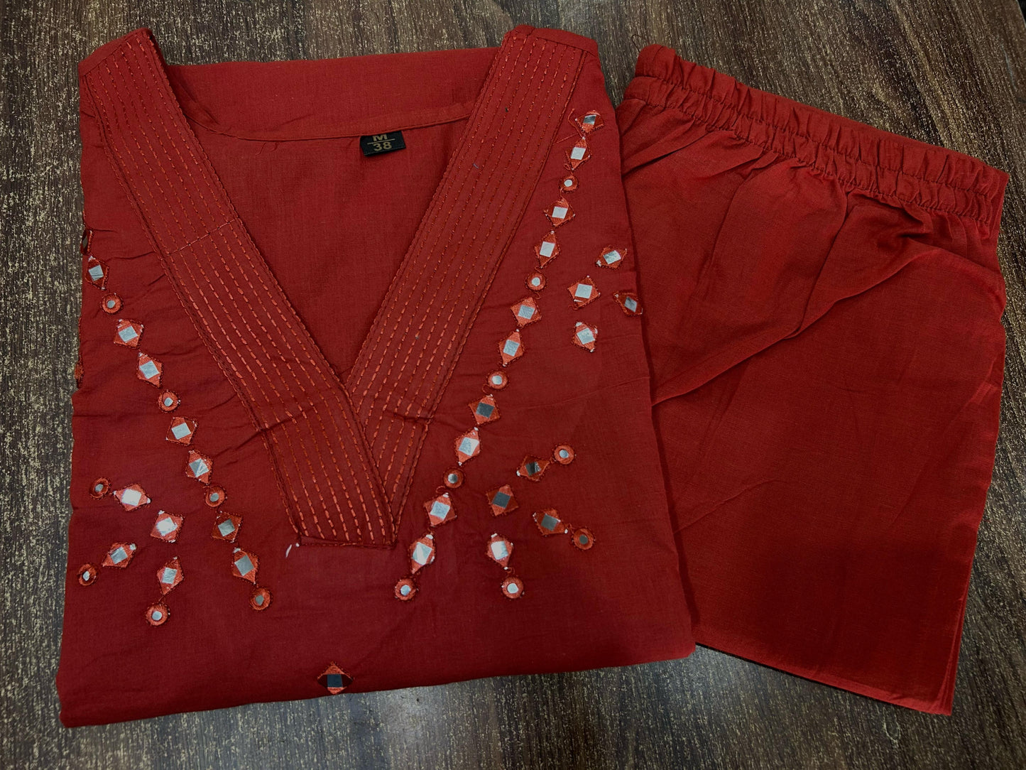 Cotton Kurti Plazo Set with Pockets - Long Kurti for Women