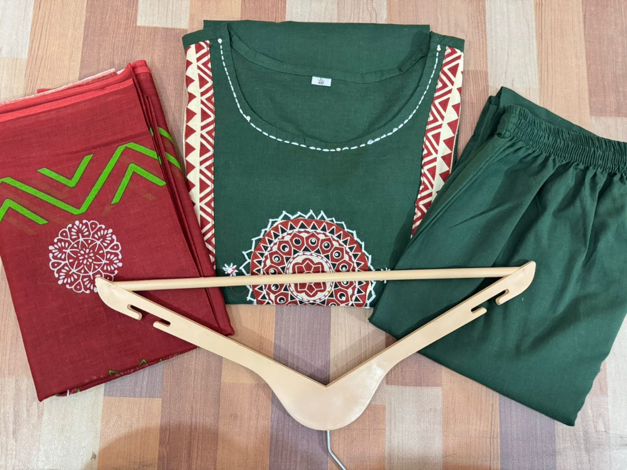 Cotton Kurti with Pant & Malmal Dupatta | Fully Stitched Set