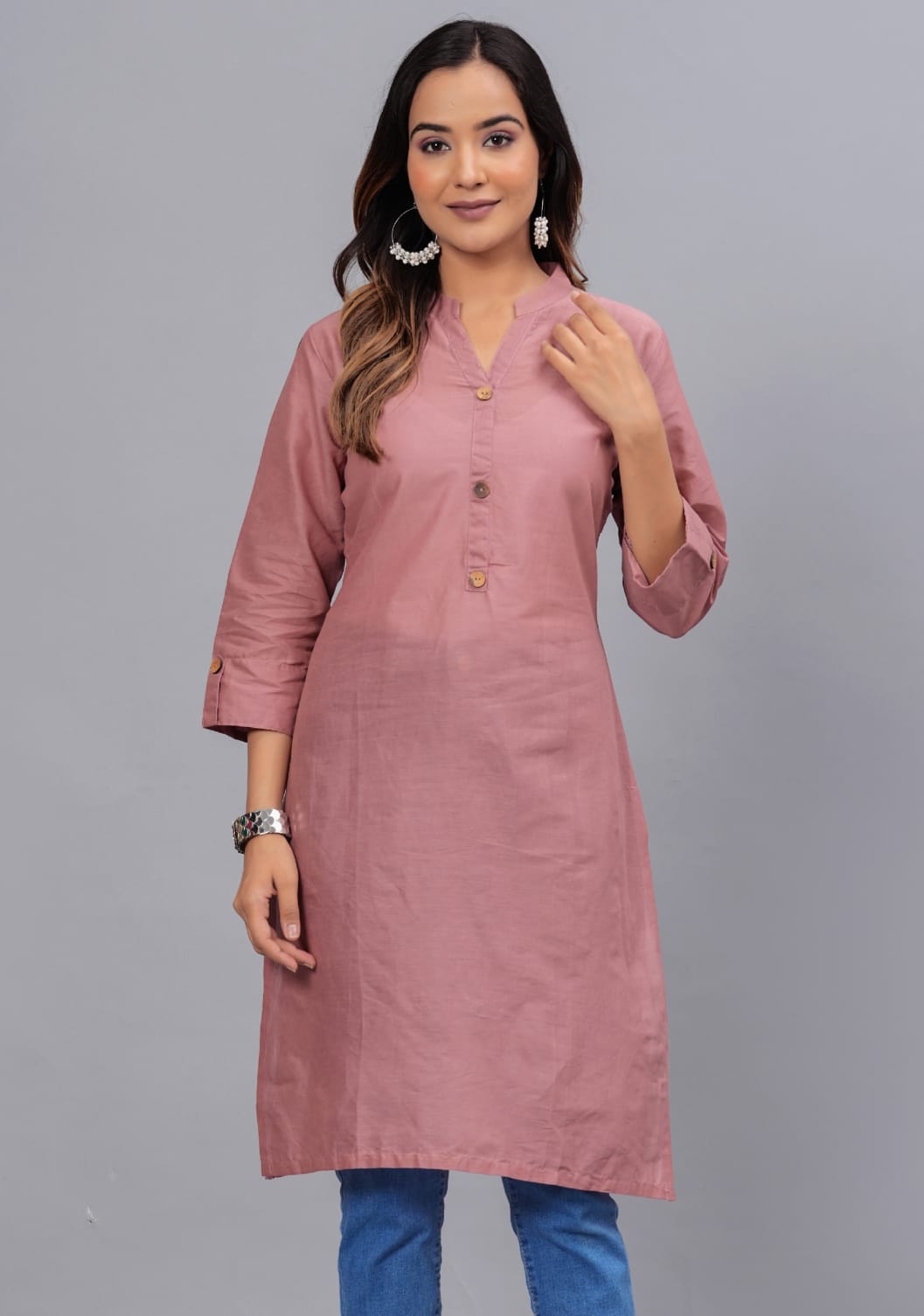 Cotton Kurti with Traditional Sleeves for Women
