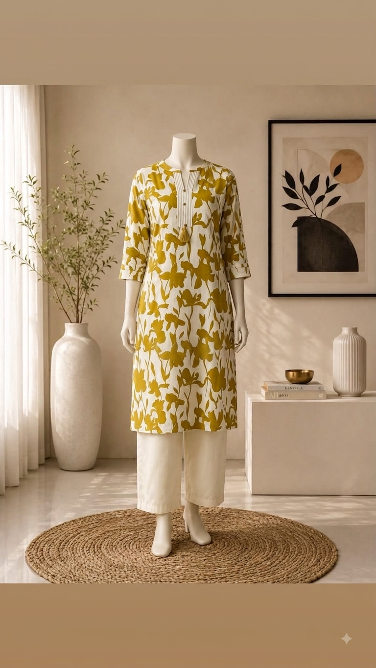 Cotton Mandarin Collar 2-Piece Co-Ord Set with Pocket