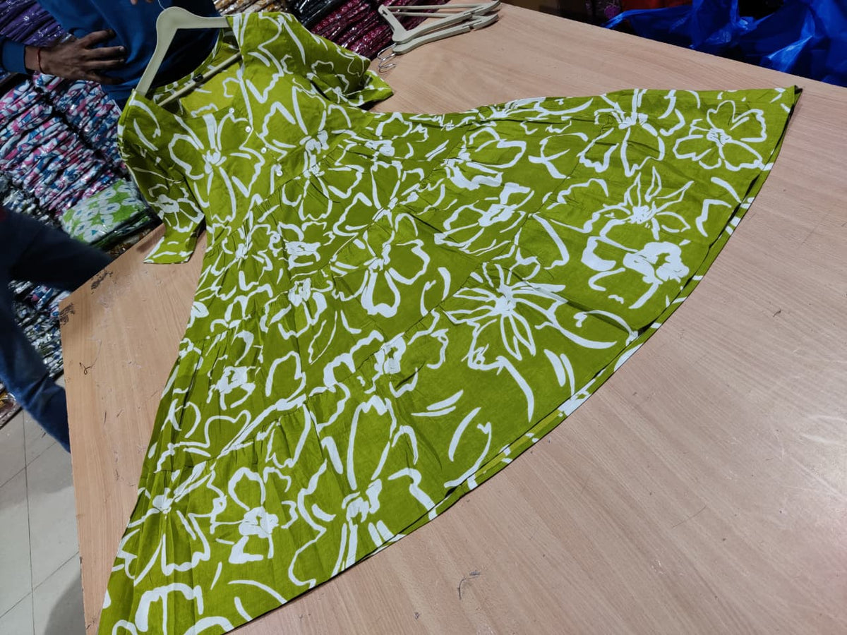 Cotton Midi Kurti with Puff Sleeves