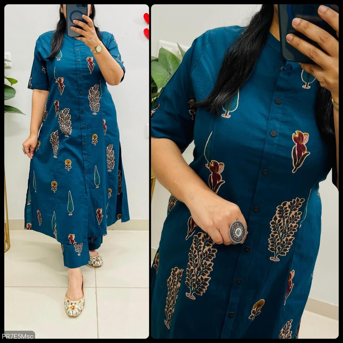Cotton Slub Digital Print Kurti Co-ord Set with Ankle Pant