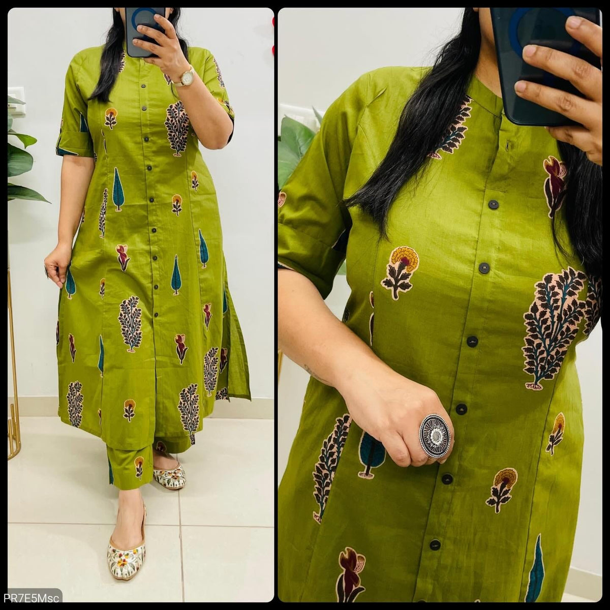 Cotton Slub Digital Print Kurti Co-ord Set with Ankle Pant