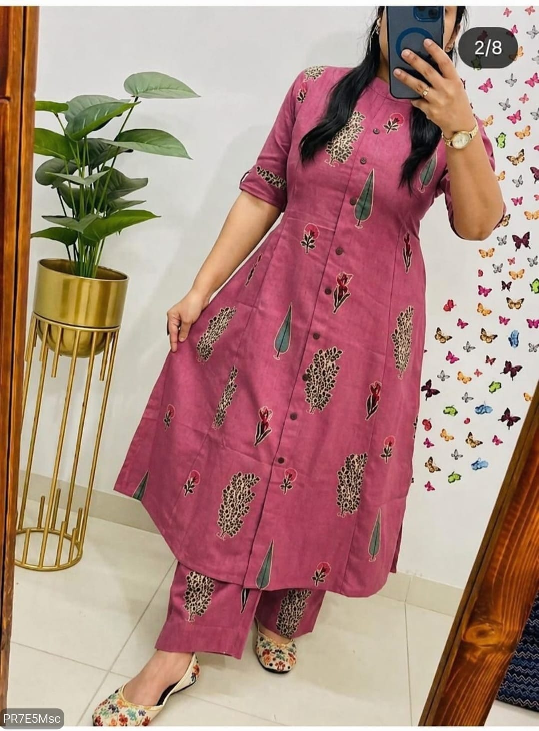 Cotton Slub Digital Print Kurti Co-ord Set with Ankle Pant