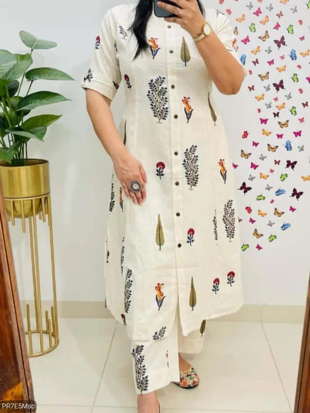 Cotton Slub Digital Print Kurti Co-ord Set with Ankle Pant