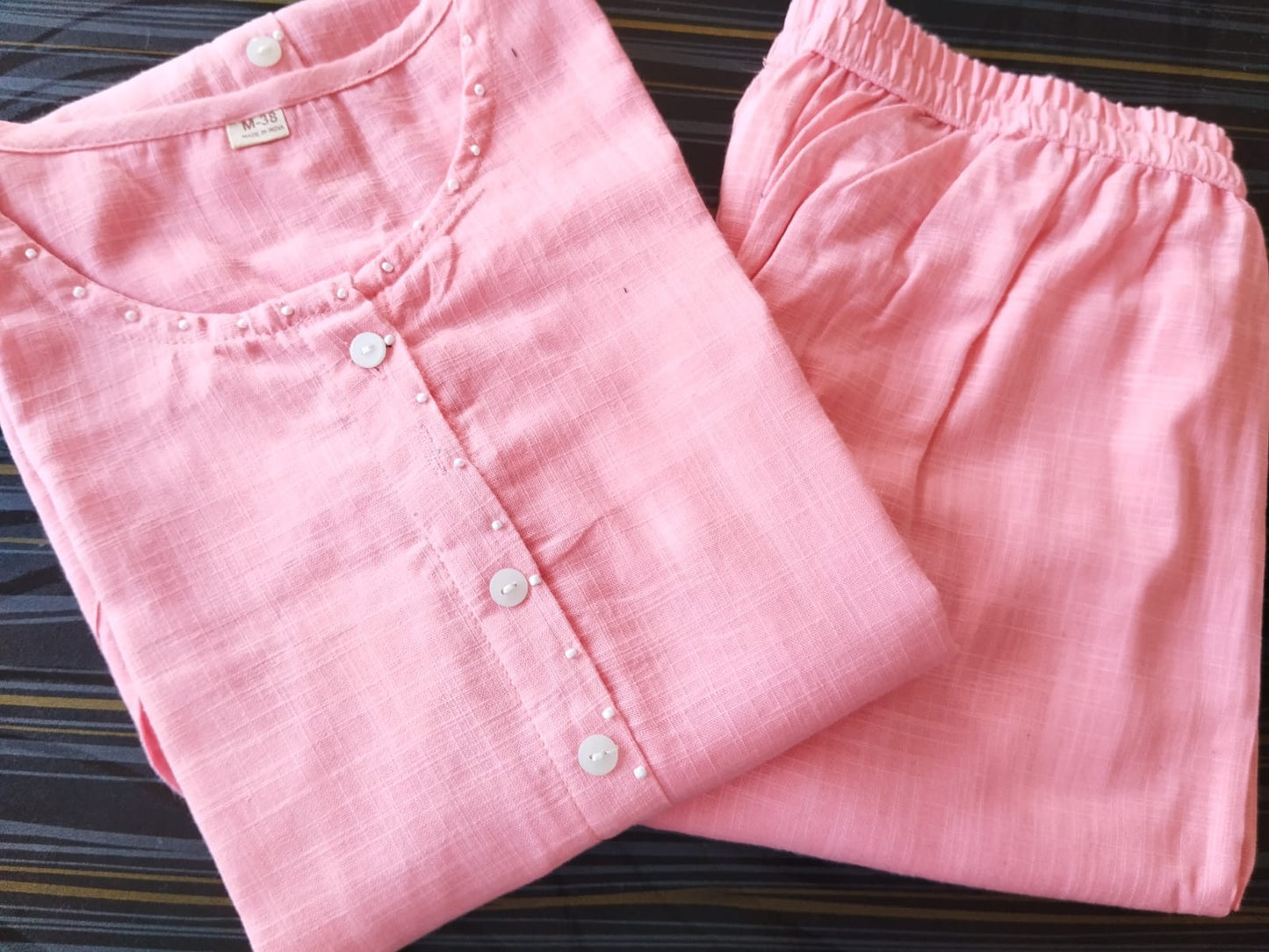 Cotton Slub Embroidery Kurti with Pant