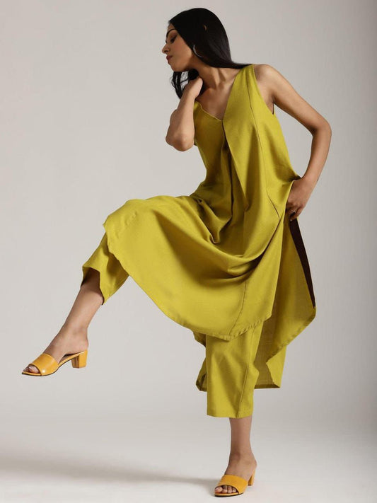 Cotton Slub Kurti Pant Co-Ord Set