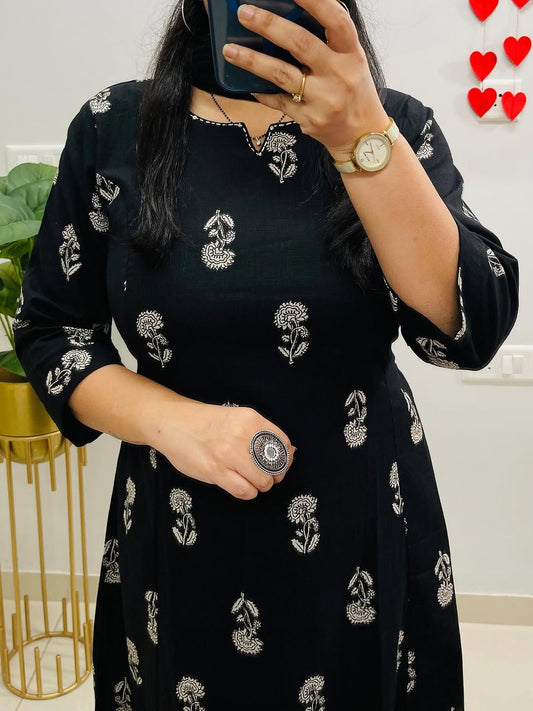 Cotton Slub Printed Kurti Pant Set with Mulmul Printed Dupatta