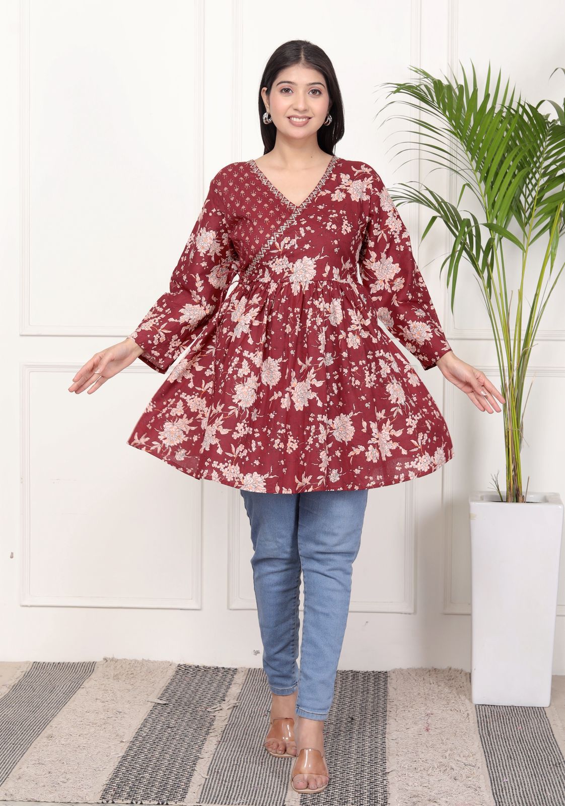 Cotton Top with Khatli Work & Stretchable Dori