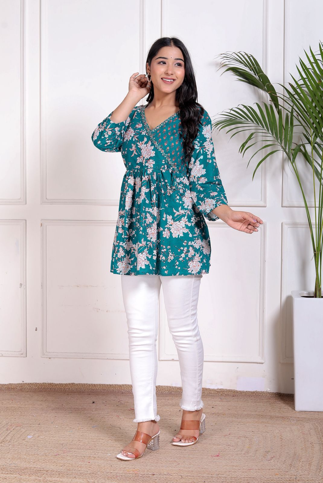 Cotton Top with Khatli Work & Stretchable Dori