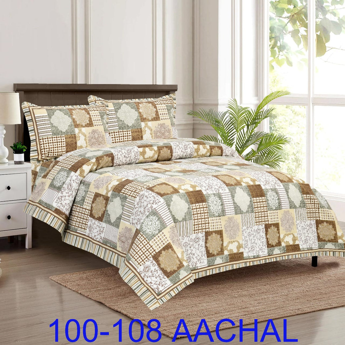 Cotton-Viscose Autoloom Bedsheet with 2 Pillow Covers – 100×108 Inches