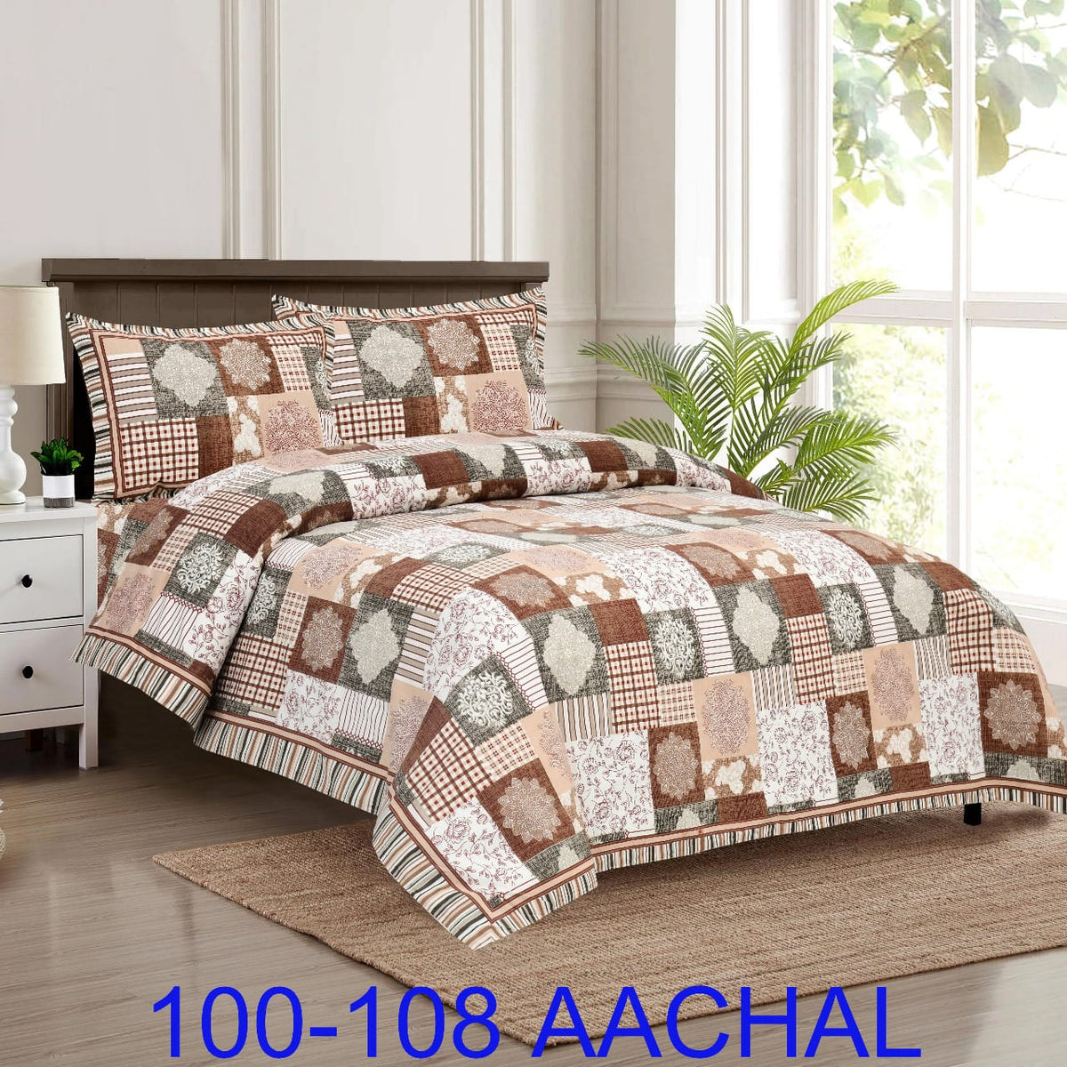 Cotton-Viscose Autoloom Bedsheet with 2 Pillow Covers – 100×108 Inches
