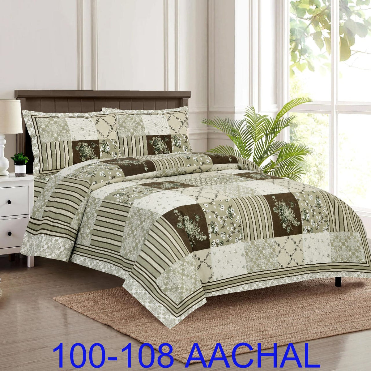 Cotton-Viscose Autoloom Bedsheet with 2 Pillow Covers – 100×108 Inches