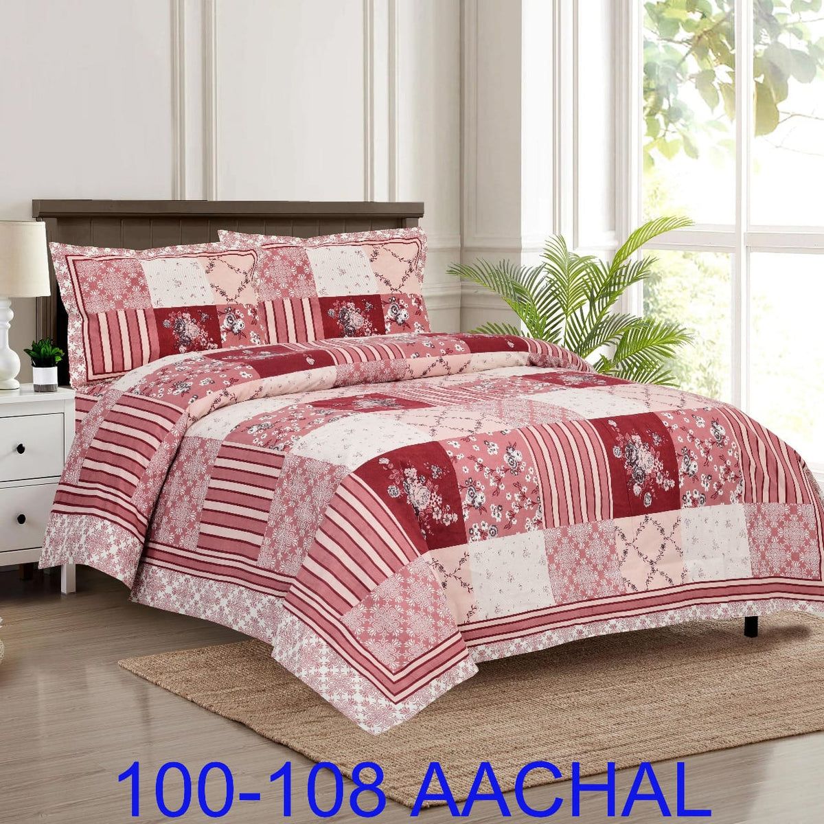 Cotton-Viscose Autoloom Bedsheet with 2 Pillow Covers – 100×108 Inches